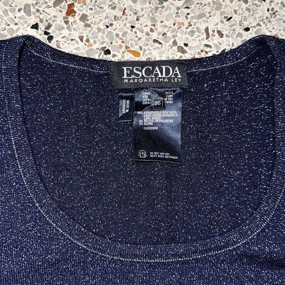 EUC Escada navy blue silver shimmer tank 36 medium n - Picture 2 of 6